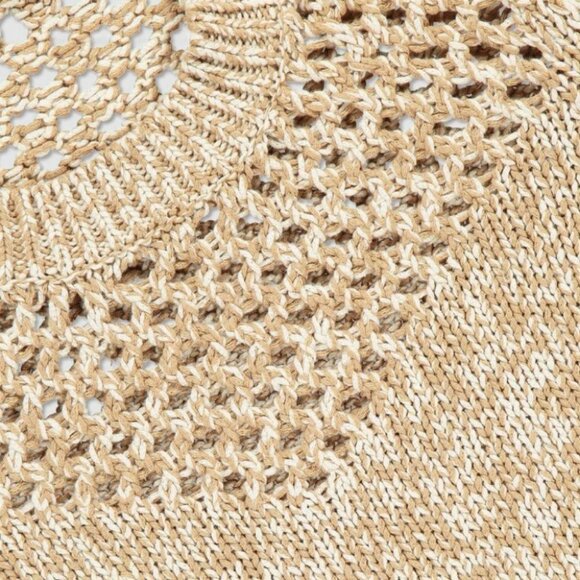 NEW Veronica Beard Crochet Knit Beige Tan Short‎ Sleeve Sweater Top Size Large L - Picture 12 of 12